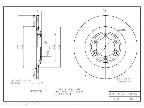BRAKE DISC F ISUZU/HOLDEN 300mm - PDB2060