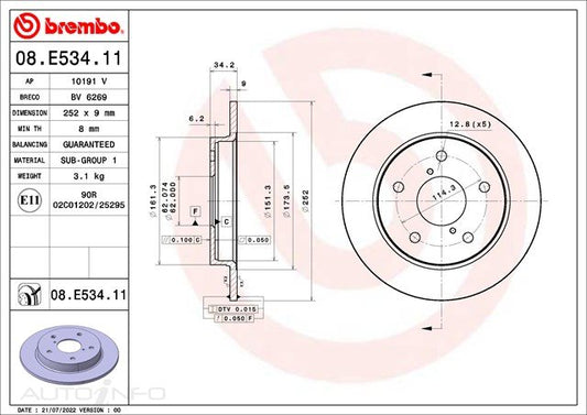 DISC ROTOR REAR SUZUKI SWIFT SPORT AZ 17> - EDR5510