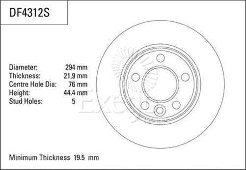 TRW Disc Brake Rotor 294mm x 19.5 Min