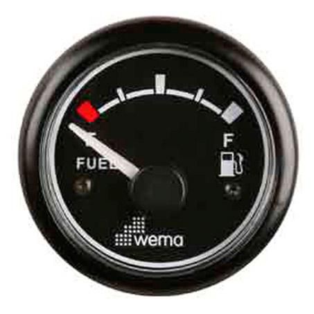 Wema Elec Fuel Level 12/24V 52mm Black Bezel 110320