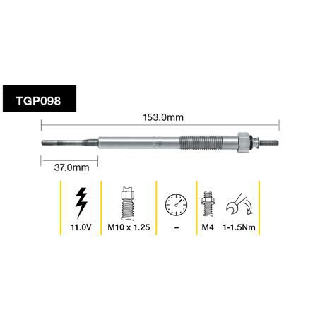 TRIDON GLOW PLUG 11.0V TGP098