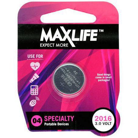 MAXLIFE BATTERY LITHIUM BUTTON CELL CR2016