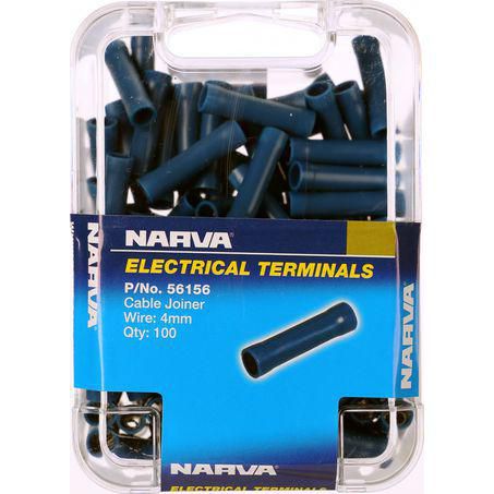 Narva Crimp Terminal Cable Joiner Blue 4mm Vinyl 100 Pce