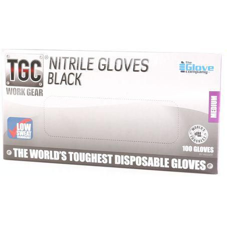 THE GLOVE COMPANY TGC Black Nitrile Gloves Medium 100 Pack 160002