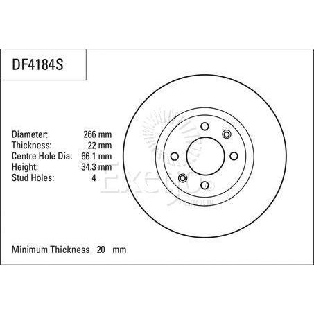 TRW Disc Brake Rotor 266mm x 20 Min