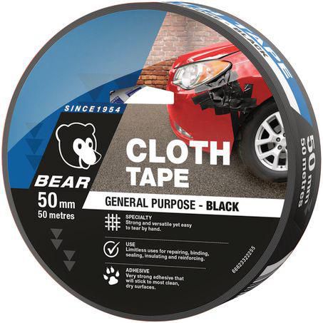 Norton Cloth Tape 50mm x 50m Black 66623322255