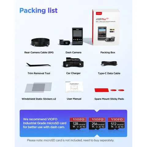 Viofo A229 Duo-G 2K Front & Rear Dash Cam – 5GHz WiFi & GPS