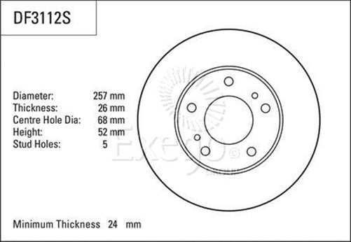 TRW Brake Rotor 257Mm X 24 Min