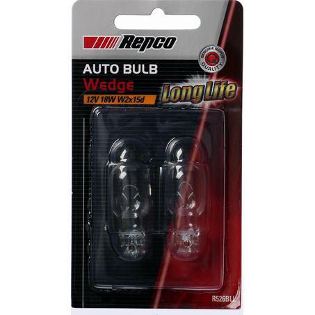 Repco W16W Wedge Globe 12V 18W W2x15d Pack of 2 R526BLL