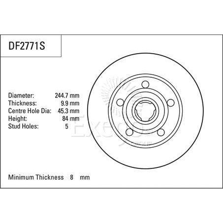 TRW Disc Brake Rotor 245mm x 8 Min
