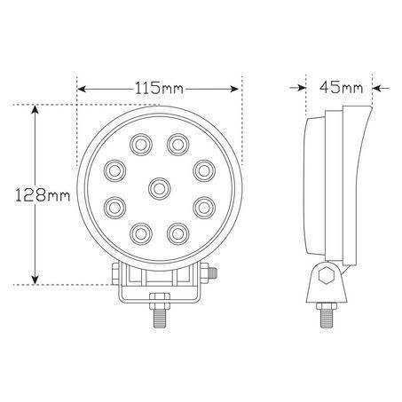 LED AUTOLAMPS LEDAUT - 9/32V High Powered Round Flood Lamp Black Powder Coated Aluminium FL2