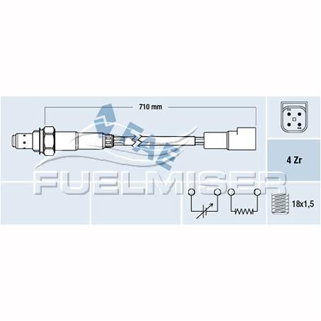 FUELMISER OXYGEN SENSOR DIRECT FIT 4 WIRE 710MM CABLE