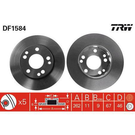 TRW Disc Brake Rotor 262mm x 9 Min