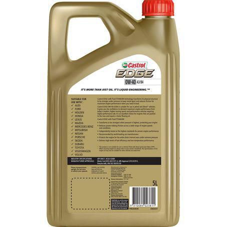 CASTROL EDGE SYNTHETIC 0W-40 ENGINE OIL 5L 3383431