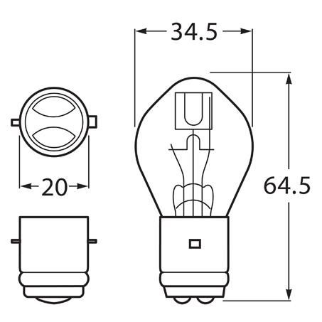Hella Bayonet BA20d Globe 12V 45/50W B1245/40