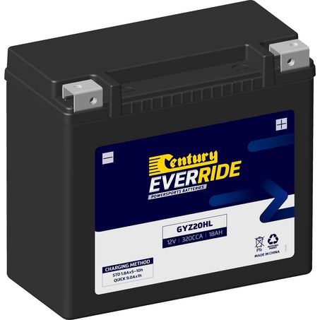 EVERRIDE Century EverRide AGM VRLA Motorcycle Battery 12V 18AH 18 Month Warranty GYZ20HL