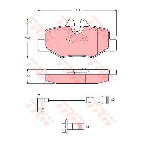 TRW Brake Pad Set Inc. Wear Sensor (DB1966)