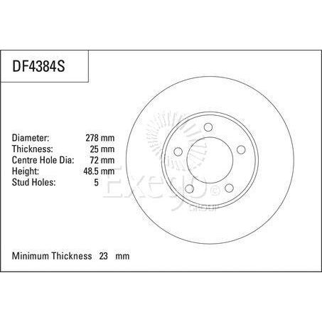 TRW Disc Brake Rotor 278mm x 23 Min