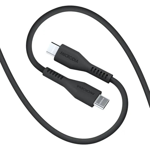 MICRODIA FruityWire Liquid Silicon PD100W USB-C to USB-C Cable â€“ 1.3m, Charcoal
