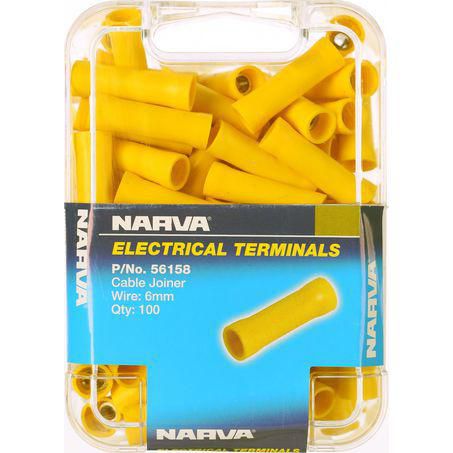 Narva Crimp Terminal Cable Joiner Yellow 5 - 6mm Vinyl 100 Pce