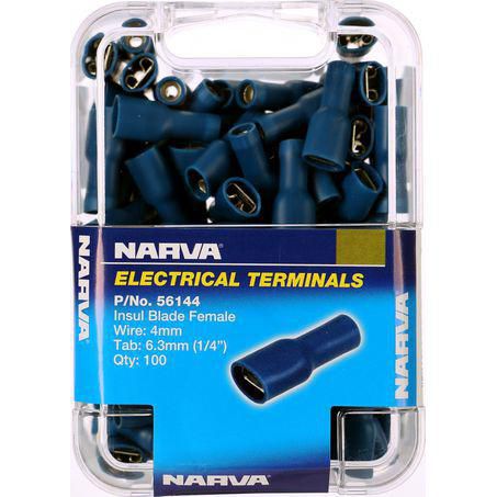 Narva Crimp Terminal Female Blade Blue Terminal Entry 6.3 x 0.8mm Vinyl 100