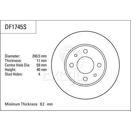 TRW Disc Brake Rotor 240.2mm x 9.2 min