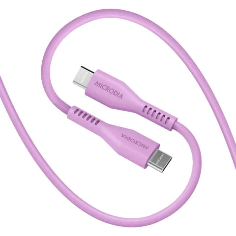 MICRODIA FruityWire Liquid Silicon USB-C to USB-C Cable â€“ 1.3m PD100W, Lavender
