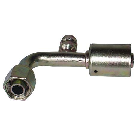 Atco Steel Fitting # 8 FOR - Beadlock Step Up #10 90° With R134a Port SBX1326-3