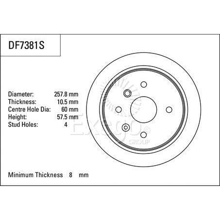 TRW Disc Brake Rotor 257.8mm x 8 Min