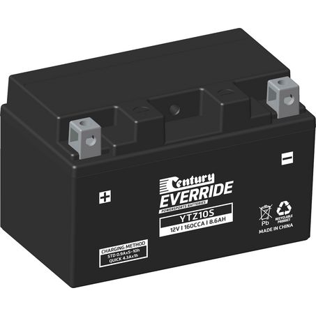 EVERRIDE Century EverRide AGM VRLA Motorcycle Battery 12V 8.6AH 18 Month Warranty YTZ10S