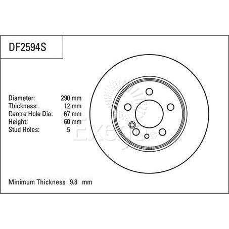 TRW Disc Brake Rotor 290mm x 9.8 min