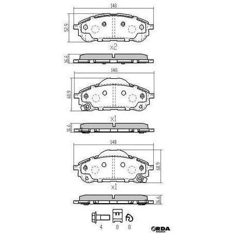 RDA BRAKES RDA GP Max General Purpose Low Metallic Brake Pad Set RDB2421