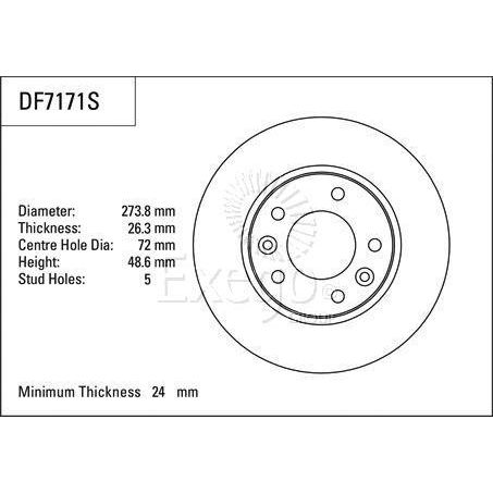 TRW Disc Brake Rotor 273.8mm 24 Min