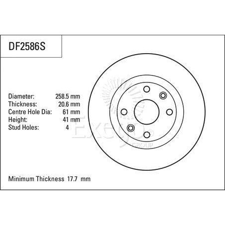 TRW Disc Brake Rotor 259mm x 17.7 Min