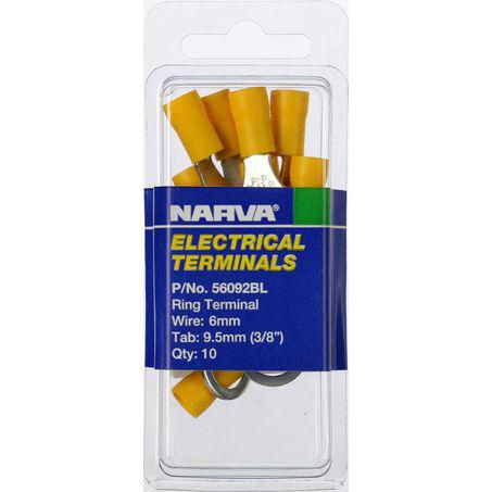 Narva Crimp Terminal Ring Yellow Insulated 9.5mm - 10 Pce