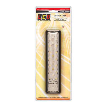 LED AUTO LAMPS 12/24V Reverse Light 200x50mm With 25 LEDs Black Bracket