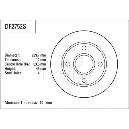 TRW Disc Brake Rotor 239mm x 10 Min