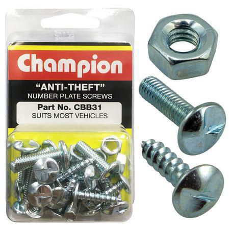 CHAMPION AUTO PARTS Champion Anti theft Number Plate Screws CBB31