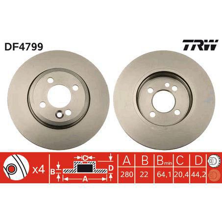 TRW Disc Brake Rotor 280mm x 20.4 Min