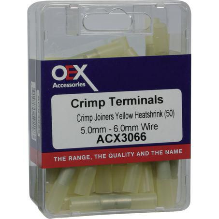 OEX Crimp Terminal Joiner Yellow Cable Size 5-6mm Heat Shrinkable 50 Pce
