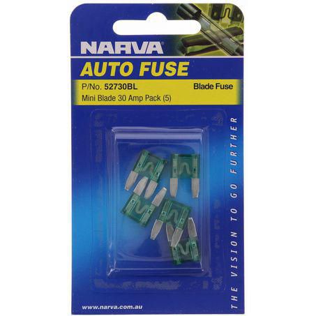 NARVA MINI BLADE FUSE 30A GREEN 5 PCE
