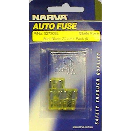 Narva Mini Blade Fuse 20A Yellow 5 Pce
