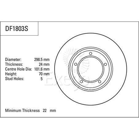 TRW Disc Brake Rotor 298mm x 22 Min