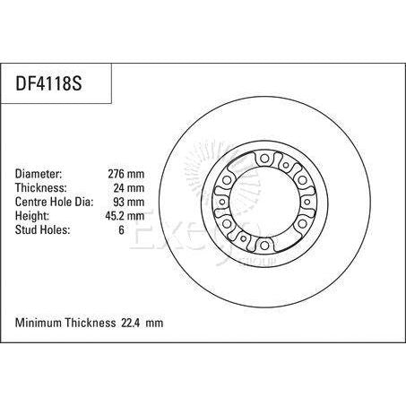 TRW Disc Brake Rotor 276mm x 22.4 min