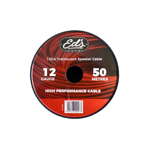EDS EBS-12-50M 12 Gauge CCA Speaker Cable | Translucent Clear | 50 Metre Roll