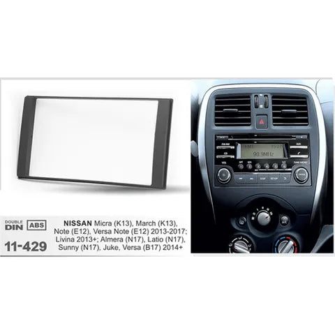 Nissan Micra / March / Note / Versa 2014+ Double DIN Dash Kit | 200mm Black Trim Panel