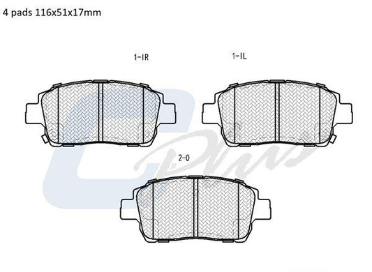 CPLUS FRONT DISC PAD SUITS TOYOTA COROLLA CELICA VITZ - DB1422CP