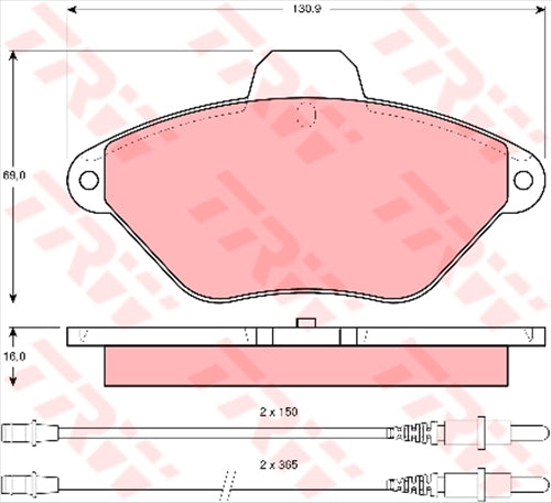 TRW Brake Pad Set Inc. Wear Sensor (DB1922)