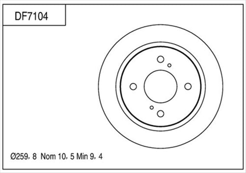 TRW Disc Brake Rotor 260mm x 9.4 min