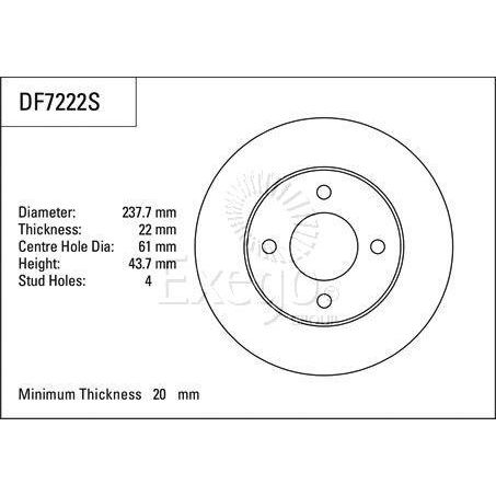 TRW Disc Brake Rotor 238mm x 20 Min